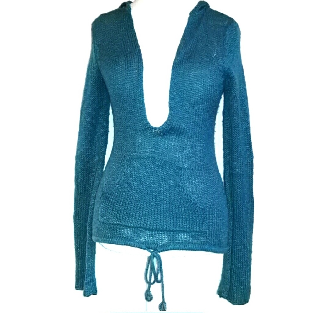 Twist of Faith Hooded Blue Sweater Size Medium